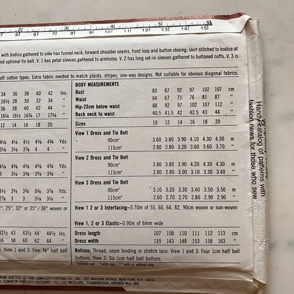 Vintage 1980 Simplicity Pattern 9865 Women’s Pullover Dress Size 14 Uncut - Picture 6 of 7